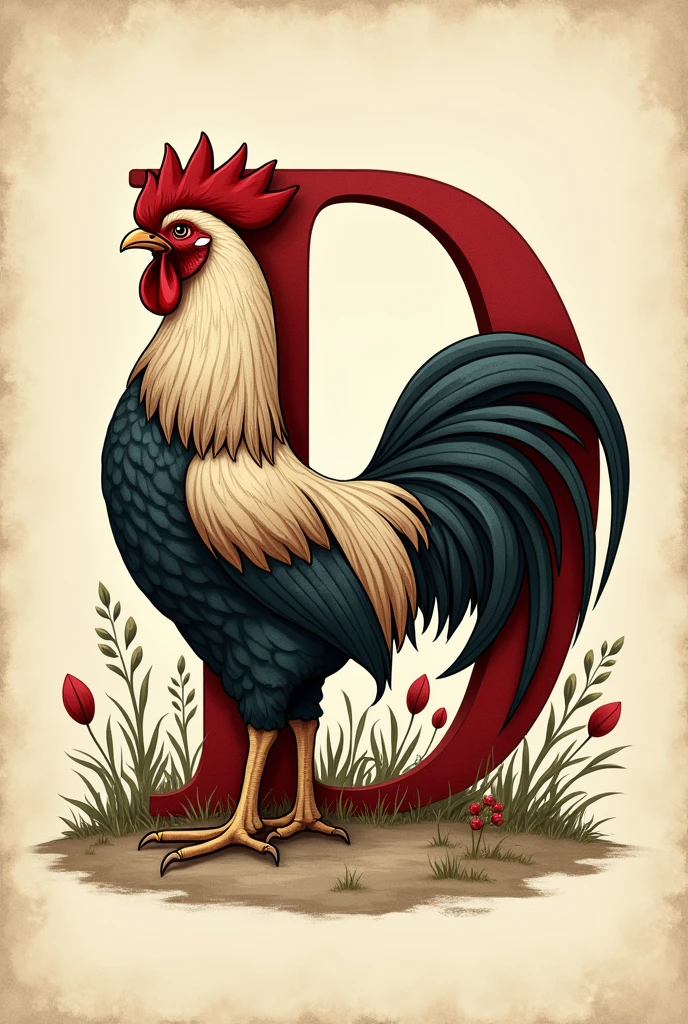 D LETTER WITH COUNTRY HEN LOGO