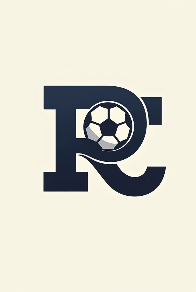 Please make a logo of RC alphabet, The alphabet R is attached with C Alphabet and football picture adjusted in C
