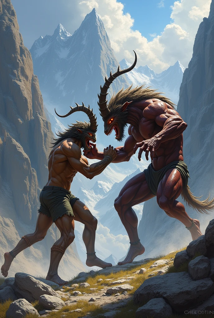 Malanictic zabra vs mountain goat fighting