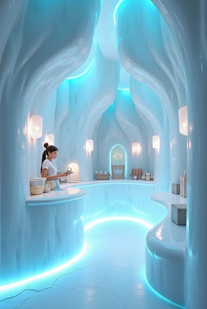 Wall design for ice cream parlor on igloo concept at the shop