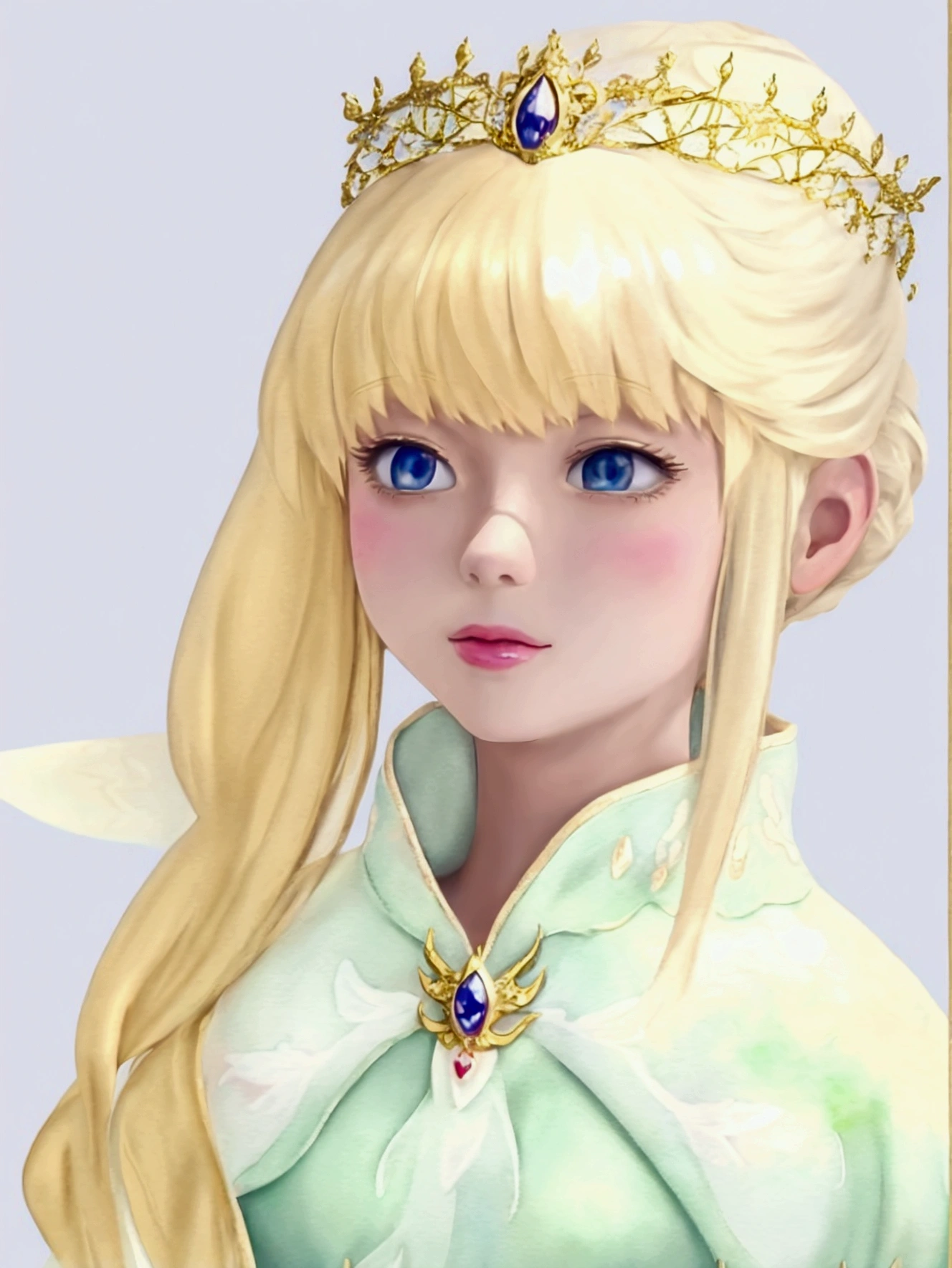Stickers Background white People only Blonde antique fairy tale princess Watercolor oil