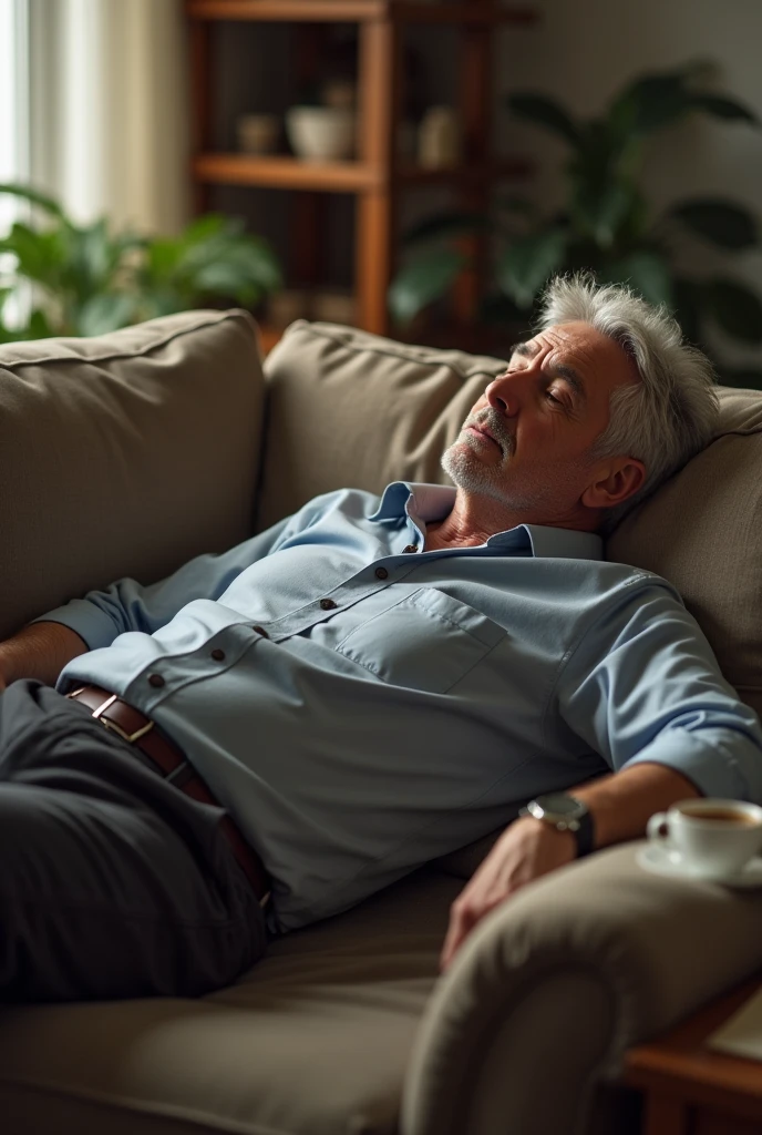 a man on his sofa resting in vertical format