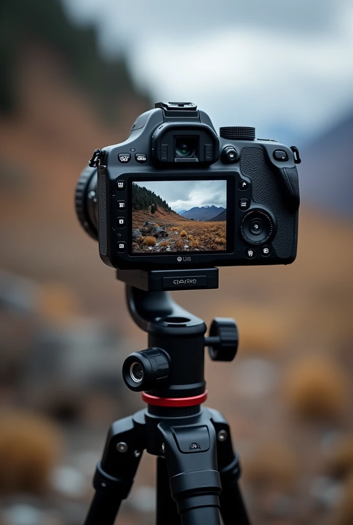 Camera on tripod stand clicking 45degree view