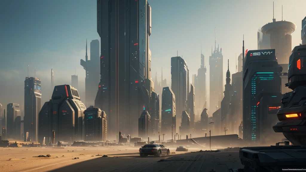 ((masterpiece)),((Highest quality)),((High Detail)),nobody,background, Dystopia, Futuristic City, Cyberpunk City, sand smoke, dark