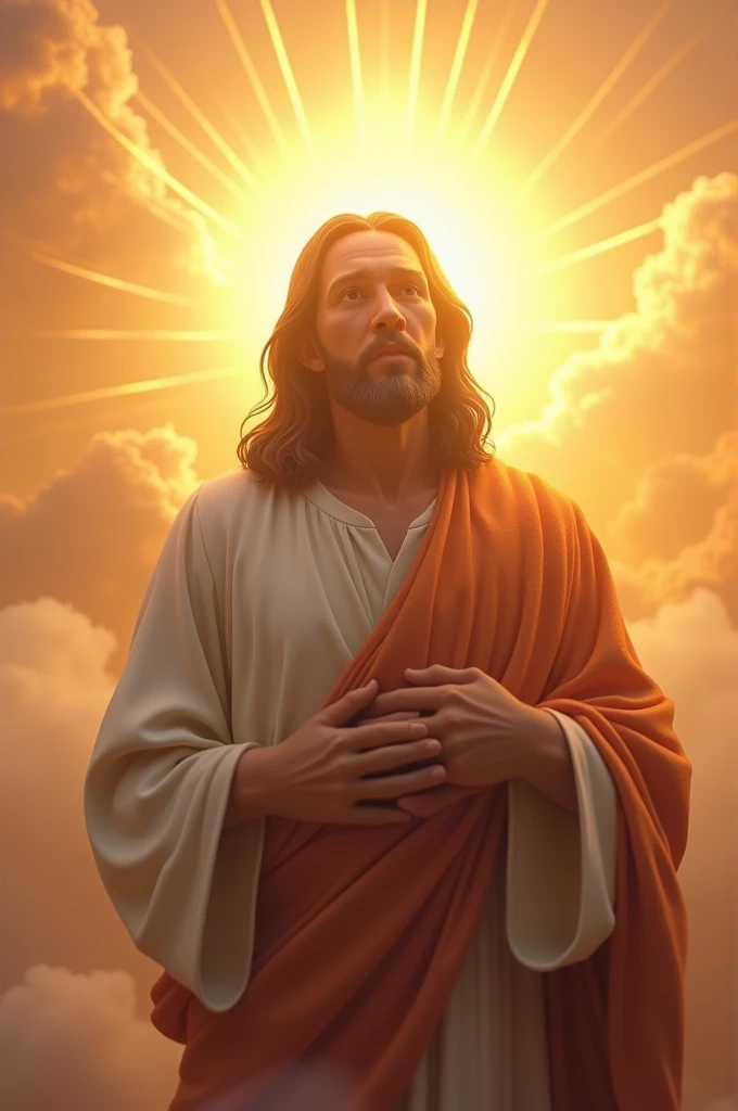 Create an image of Jesus with the sun behind in 3D