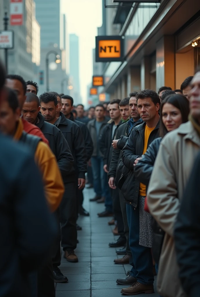a split image, two contrasting queues, one long disorganized queue, one short well-organized queue, help us make this a reality, call to action, detailed, photorealistic, 4k, 8k, high resolution, ultra-detailed, realistic, sharp focus, vivid colors, cinematic lighting, masterpiece, concept art, digital art