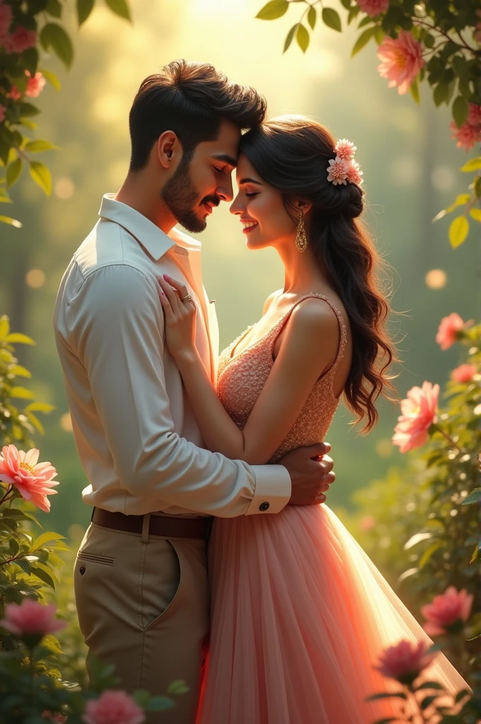 Make a beautiful handsome couple Boy name is "HITESH" and girl name is "RIDDHU"