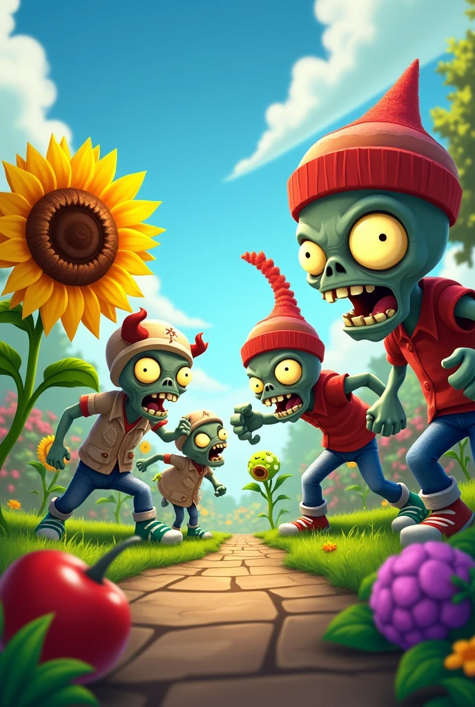 make a youtube cover image of plants vs zombies 2