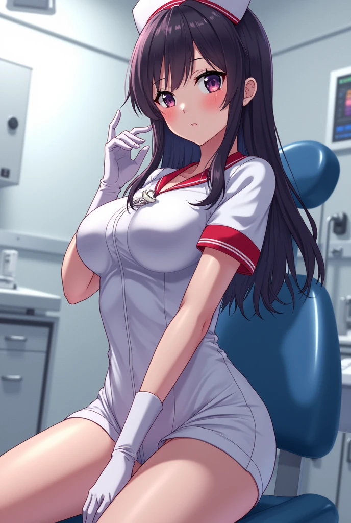 Horny, medical latex gloves, girl anime dentist, enema