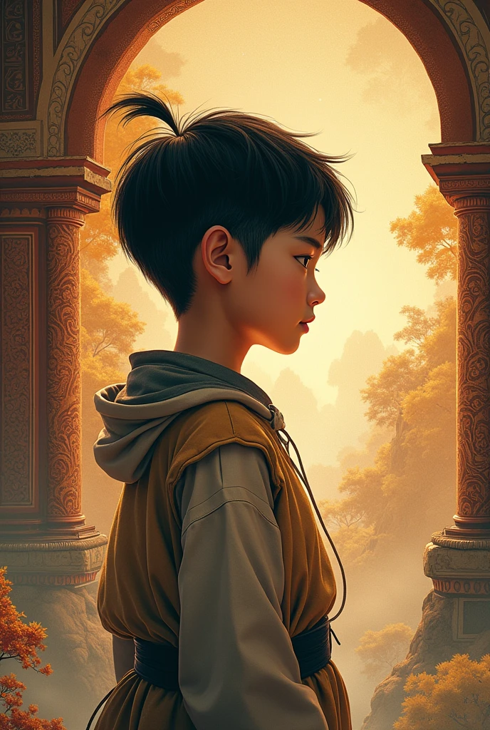 (RAW photo, best quality), (realistic, photo-realistic:1.3),best quality,highly detailed,masterpiece,ultra-detailed,illustration,1 BOY,upper_body,dynamic angle,world masterpiece theater,short_hair,best quality,extremely detailed CG unity 8k wallpaper,ink,Amazing,cinematic lighting,lens_flare, dunhuang_style