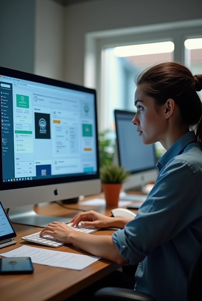 Person on computer doing marketing