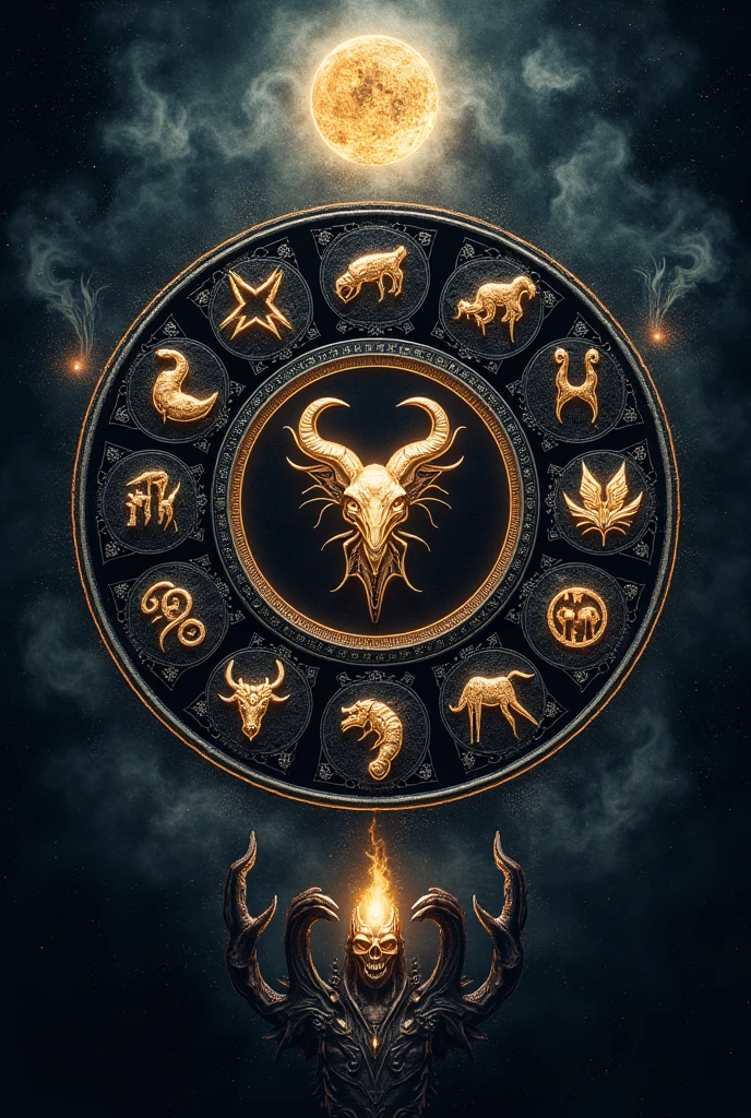 Collage zodiac signs in black magic style