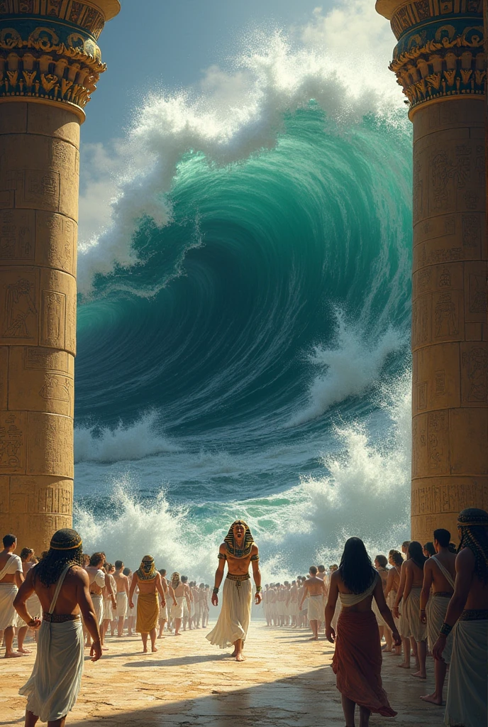 Egyptians swallowed by tsunami、Pharaoh swallowed by tsunami、Egyptian king swallowed by tsunami