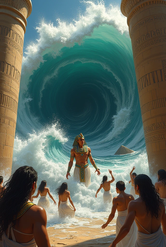 Egyptians swallowed by tsunami、Pharaoh swallowed by tsunami、Egyptian king swallowed by tsunami