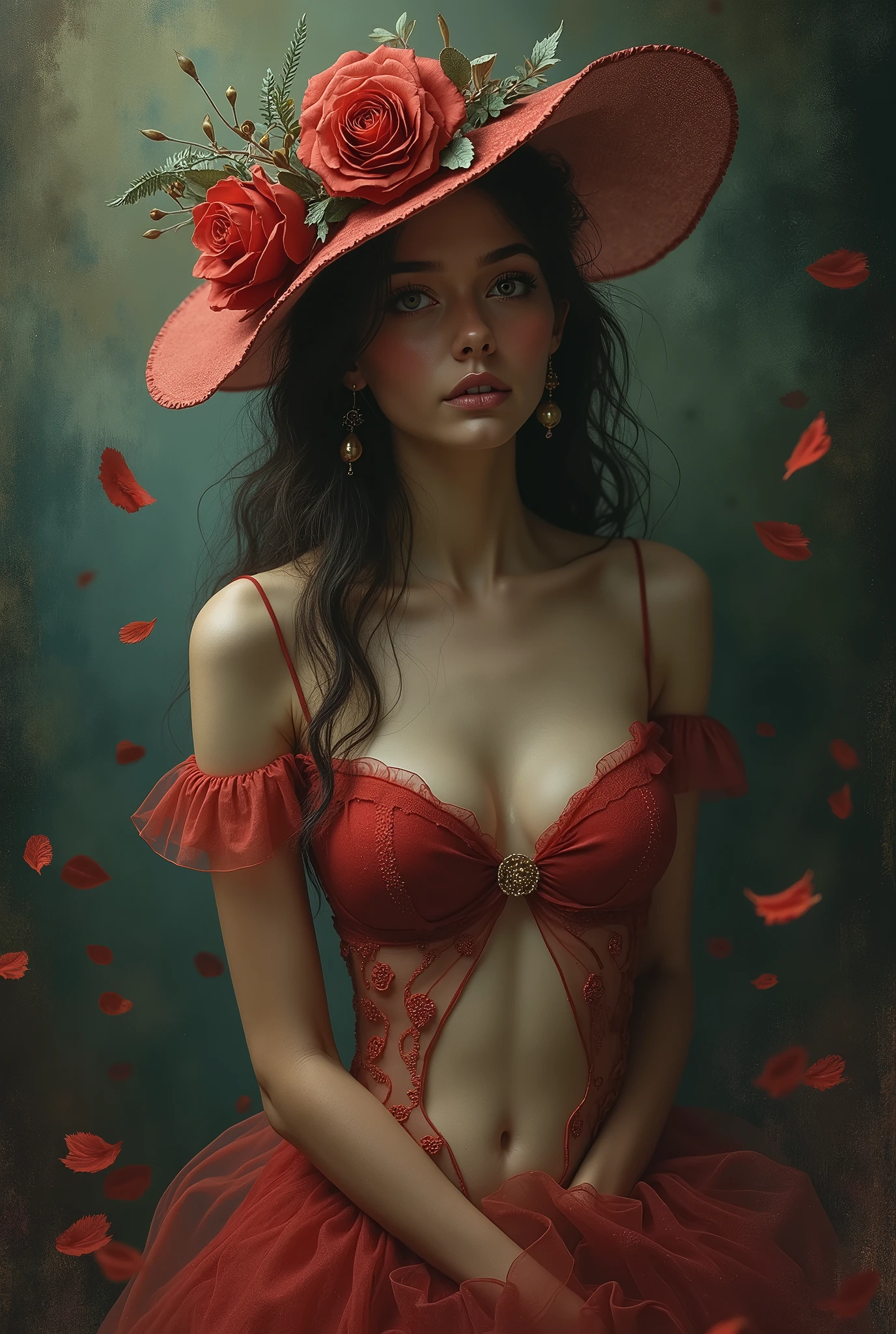 Sensual Surreal scene: An exceptional pretty female in sensual romantic horror droste effect painting. Surreal, Ethereal, romantic, horror, droste effect dreamlike, mysterious, Fantasy, (best quality, masterpiece, photorealistic), very aesthetic, perfect composition, intricate details, ultra-detailed, vivid colors.