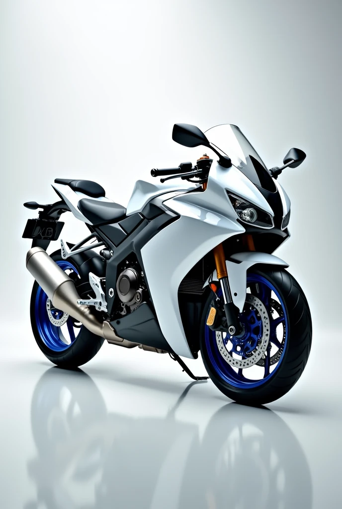 Honda Cb500f in white with blue rims