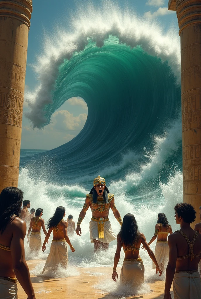 Egyptians swallowed by tsunami、Pharaoh swallowed by tsunami、Egyptian king swallowed by tsunami