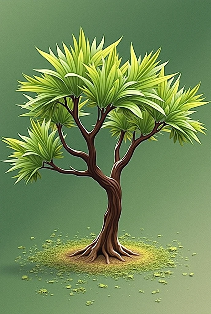 Make this trees little tree, adivasi people called this karam tree, make this in solid white background for png use, small tree, only 5-6 leafs