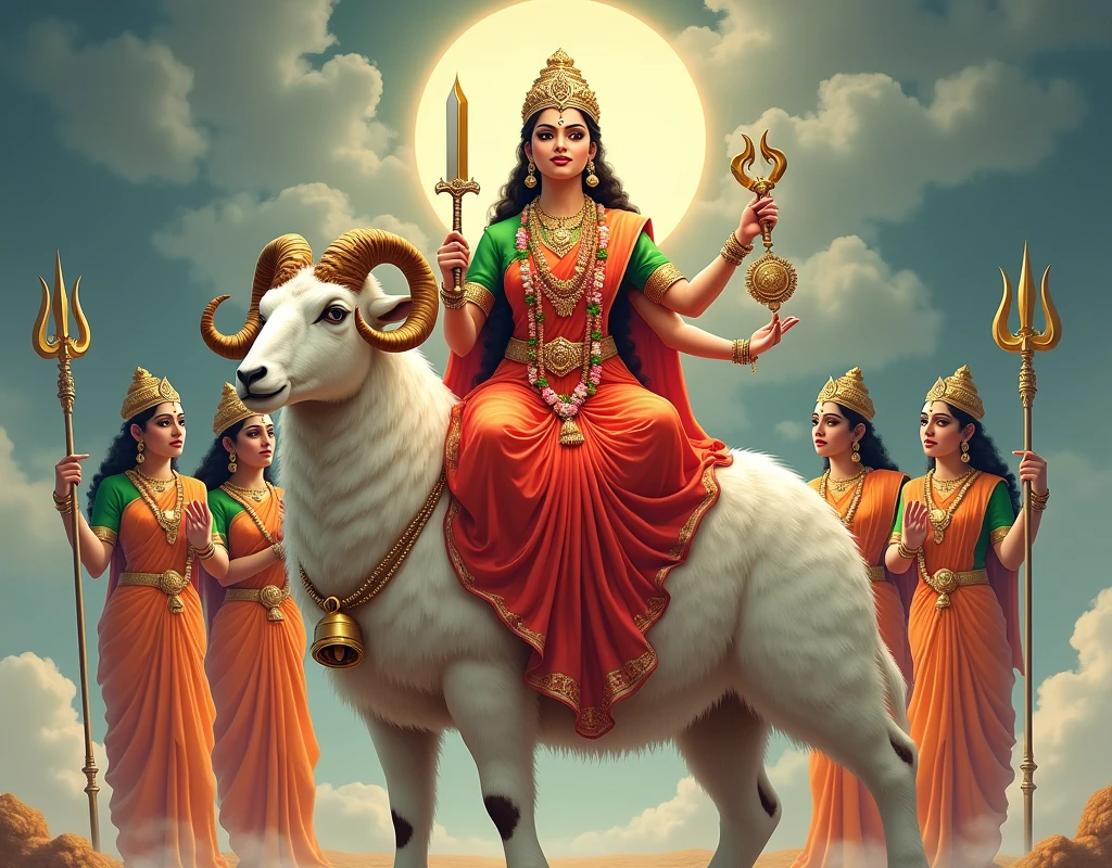 શ્રી ગેલ માતાજી એક મોટા ચિંગડા વાળા સફેદ રંગ નાં ઘેટાં પર બેઠા હોય છે અને શ્રી ગેલ માતાજી નાં હાથે આશીર્વાદ આપતા હોય છે અને બીજા હાથે માં તલવાર,ત્રીશુલય,ચક્ર, હોય છે અને શ્રી ગેલ માતાજી એ લાલ રંગ ની સાડી પહેરી હોય છે અને તેનું બ્લાઉઝ લીલા રંગનું હોય છે શ્રી ગેલ માતાજી ની બાજુ ૬ બહેનો સાથે ઉભા હોય છે અને ૬ બહેનો નાં હાથ માં ત્રીશુલ હોય છે અને શ્રી ગેલ માતાજી નાં ગળામાં ફુલો નો હાર હોય છે અને ઘેટાં નાં ગળામાં ધંટડી હોય છે