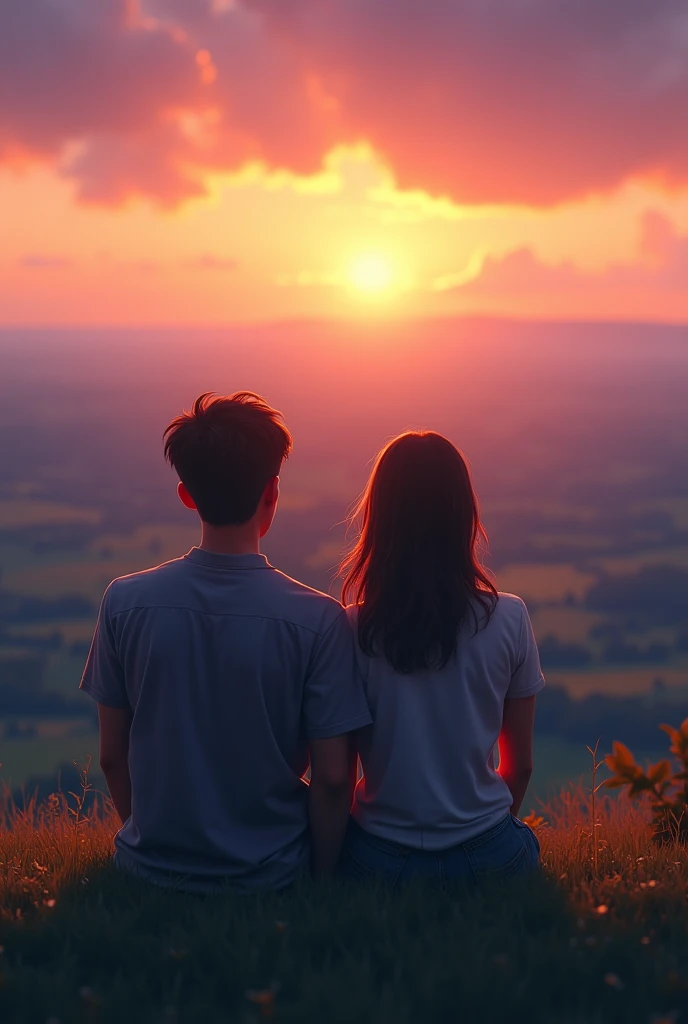 A couple sitting side by side looking at the beautiful horizon 