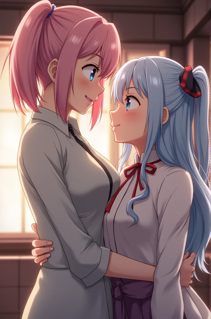 A scene where subaru is fucking rems big tits while emilia is trying to find both of them from re:zero