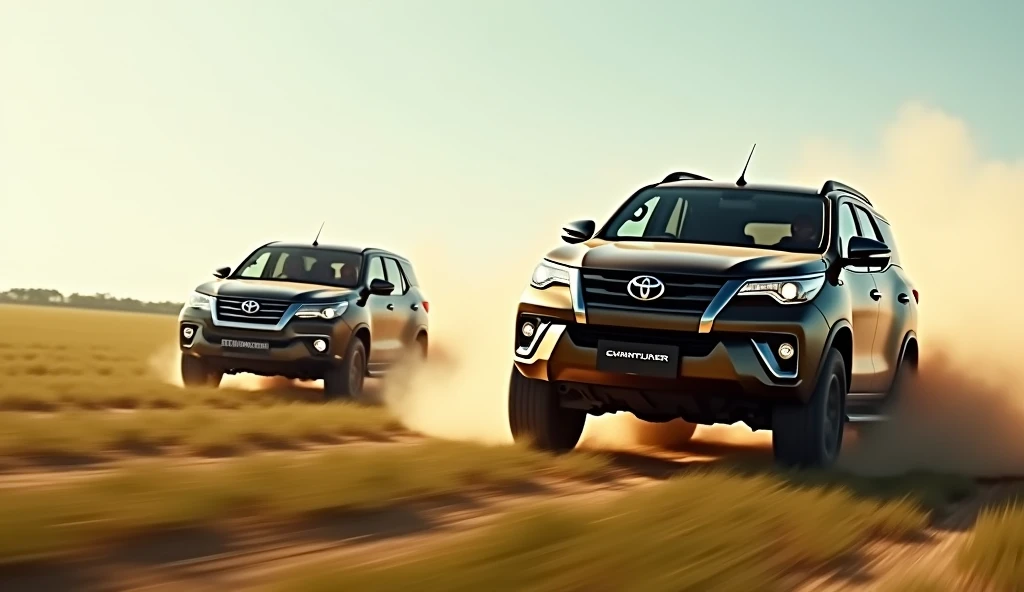 Thar and fortuner  race on the field
