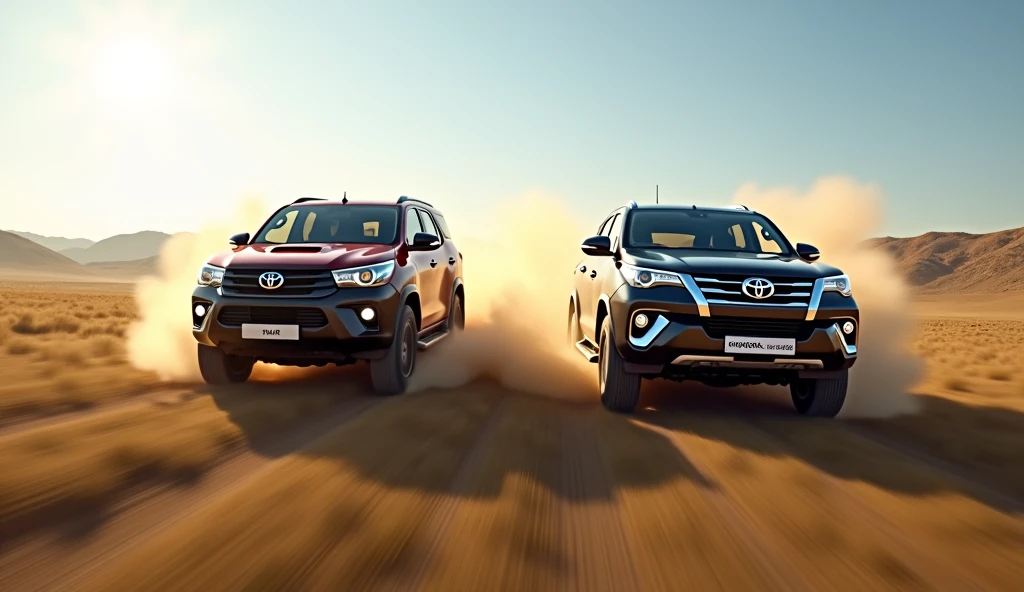 Mahendra Thar and fortuner race on the field