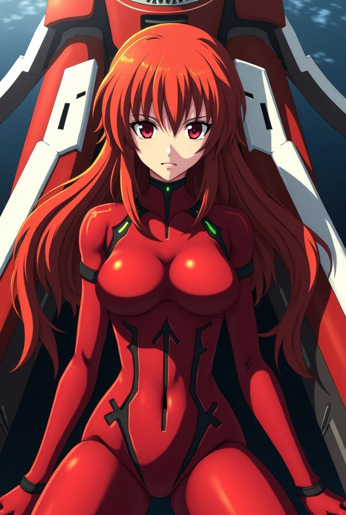 evangelion, pilot, Asuka Langley, red entryplug suit, by the wide, red hair, red eyes, EVA seat 02