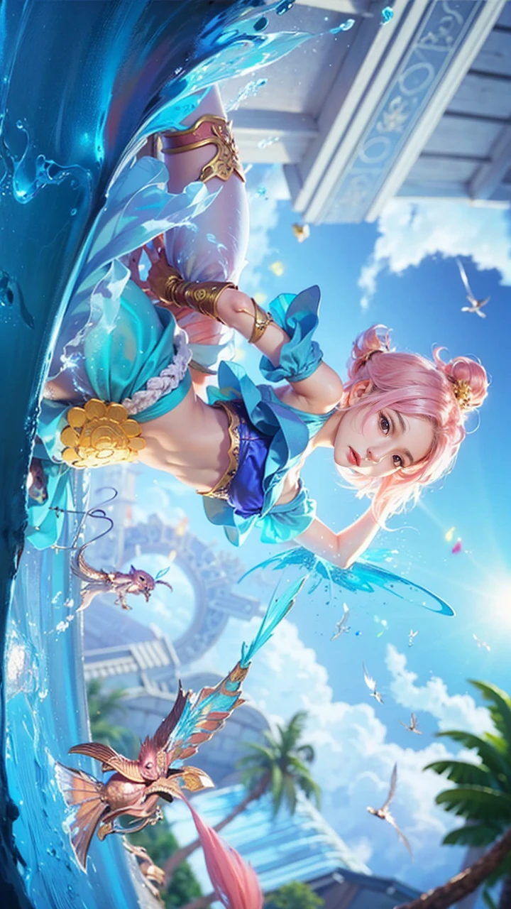 a close up of a 4 girls ,pink hair , big booobs , shadowbringers cinematic, 4 k detail fantasy, a beautiful fantasy empress, game cg, xianxia fantasy, xianxia hero, 2. 5 d cgi anime fantasy artwork, cinematic goddess close shot, ruan jia and artgerm, wow 4 k detail fantasy, hyperdetailed fantasy character
