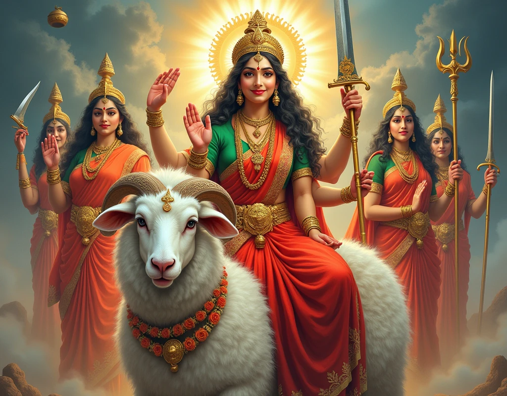 શ્રી ગેલ માતાજી એક મોટા ચિંગડા વાળા સફેદ રંગ નાં ઘેટાં પર બેઠા હોય છે અને શ્રી ગેલ માતાજી નાં હાથે આશીર્વાદ આપતા હોય છે અને બીજા હાથે માં તલવાર,ત્રીશુલય,ચક્ર, હોય છે અને શ્રી ગેલ માતાજી એ લાલ રંગ ની સાડી પહેરી હોય છે અને તેનું બ્લાઉઝ લીલા રંગનું હોય છે શ્રી ગેલ માતાજી ની બાજુ ૬ બહેનો સાથે ઉભા હોય છે અને ૬ બહેનો નાં હાથ માં ત્રીશુલ હોય છે અને શ્રી ગેલ માતાજી નાં ગળામાં ફુલો નો હાર હોય છે અને ઘેટાં નાં ગળામાં ધંટડી હોય છે અને શ્રી ગેલ માતાજી સાથે મળીને સાત બહેનો હોય છે