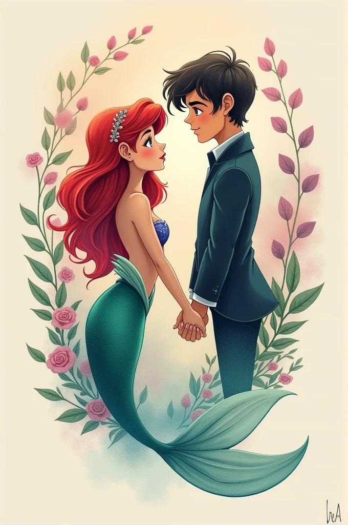 I would like something, what connects Arielle and Burton and I can't really find anything on the Internet.
Would actually be open to suggestions.
In terms of style, I think a little color would be okay, I think the watercolor style would be the most suitable for me.
The size should not be longer than 10-15cm on the upper arm, at the thigh not more than 20cm.