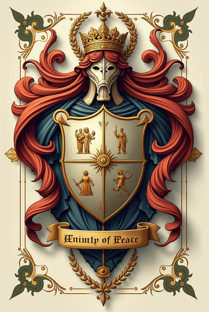Coat of arms based on words: wisdom, union and peace, arte dif