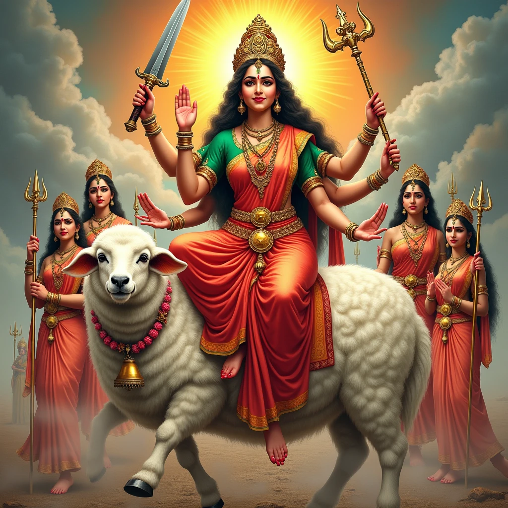 શ્રી ગેલ માતાજી એક મોટા ચિંગડા વાળા સફેદ રંગ નાં ઘેટાં પર બેઠા હોય છે અને શ્રી ગેલ માતાજી નાં હાથે આશીર્વાદ આપતા હોય છે અને બીજા હાથે માં તલવાર,ત્રીશુલય,ચક્ર, હોય છે અને શ્રી ગેલ માતાજી એ લાલ રંગ ની સાડી પહેરી હોય છે અને તેનું બ્લાઉઝ લીલા રંગનું હોય છે શ્રી ગેલ માતાજી ની બાજુ ૬ બહેનો સાથે ઉભા હોય છે અને ૬ બહેનો નાં હાથ માં ત્રીશુલ હોય છે અને શ્રી ગેલ માતાજી નાં ગળામાં ફુલો નો હાર હોય છે અને ઘેટાં નાં ગળામાં ધંટડી હોય છે અને શ્રી ગેલ માતાજી સાથે મળીને સાત બહેનો હોય છે