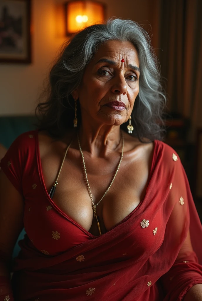 Indian hot 60 year old granny in big boobs and blows