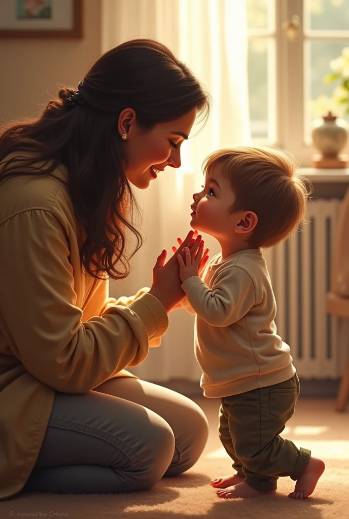 mother talking to her  son
