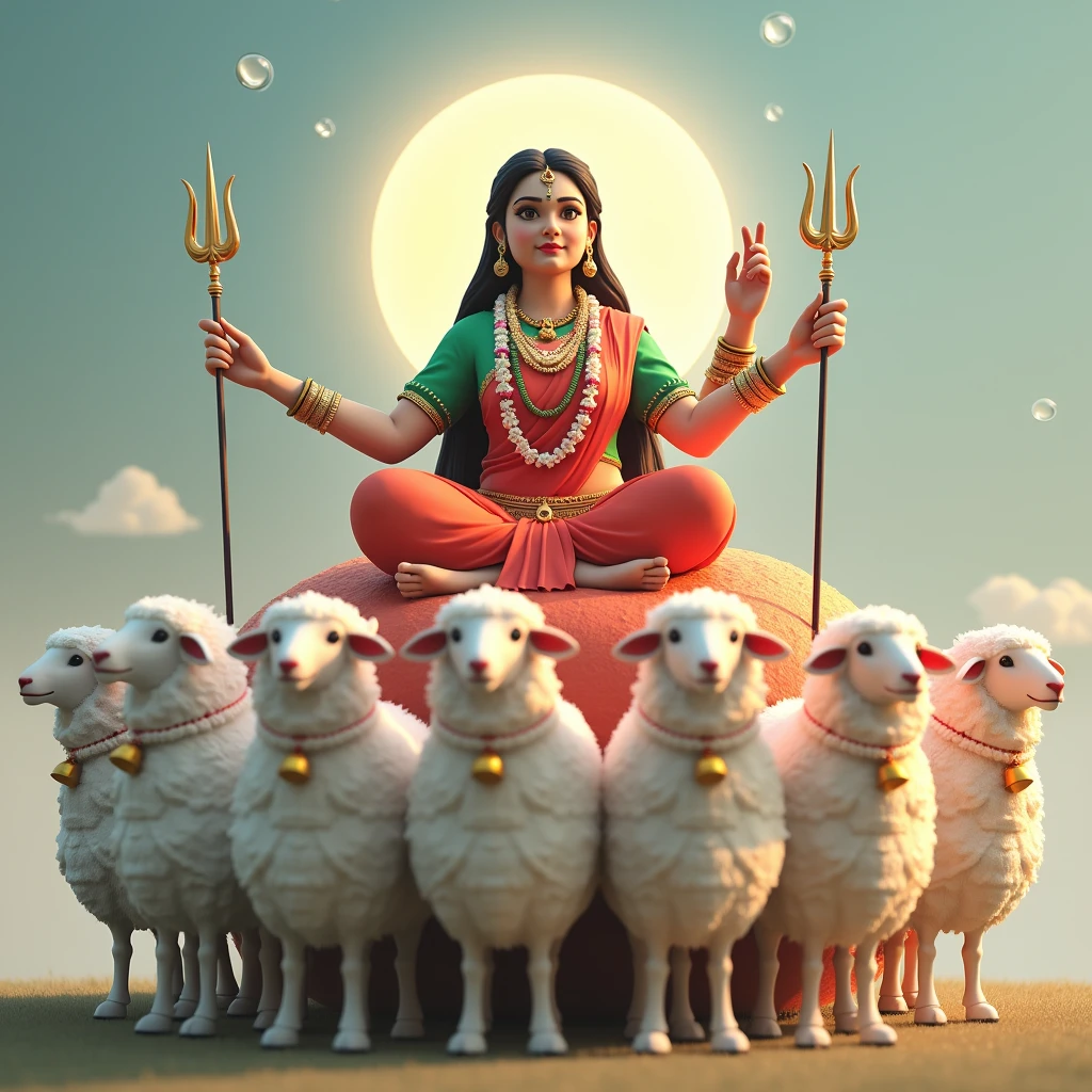 3D શ્રી ગેલ માતાજી એક મોટા ચિંગડા વાળા સફેદ રંગ નાં ઘેટાં પર બેઠા હોય છે અને શ્રી ગેલ માતાજી નાં હાથે આશીર્વાદ આપતા હોય છે અને બીજા હાથે માં તલવાર,ત્રીશુલય,ચક્ર, હોય છે અને શ્રી ગેલ માતાજી એ લાલ રંગ ની સાડી પહેરી હોય છે અને તેનું બ્લાઉઝ લીલા રંગનું હોય છે શ્રી ગેલ માતાજી ની બાજુ ૬ બહેનો સાથે ઉભા હોય છે અને ૬ બહેનો નાં હાથ માં ત્રીશુલ હોય છે અને શ્રી ગેલ માતાજી નાં ગળામાં ફુલો નો હાર હોય છે અને ઘેટાં નાં ગળામાં ધંટડી હોય છે અને શ્રી ગેલ માતાજી સાથે મળીને સાત બહેનો હોય છે