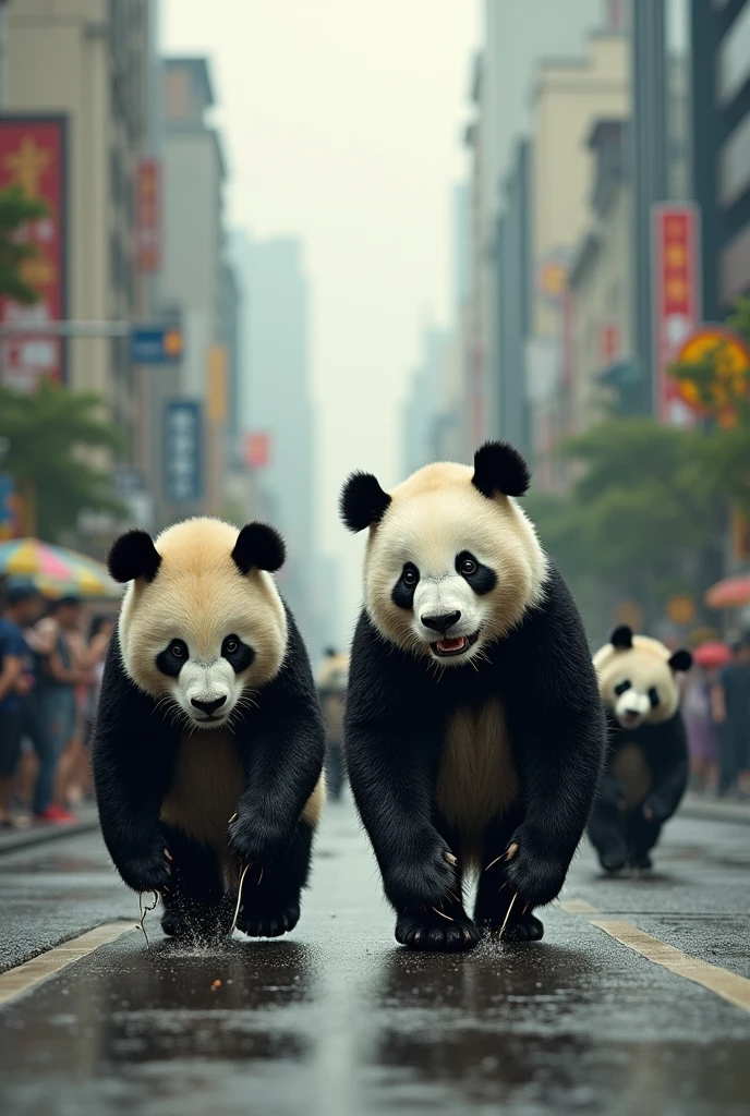 Summer has arrived,It's peak season for electricity consumption,Air conditioning in every house,This puts a lot of pressure on Chengdu's power system.,The pandas walking on the road are sweating profusely.,It can be said that sweating profusely