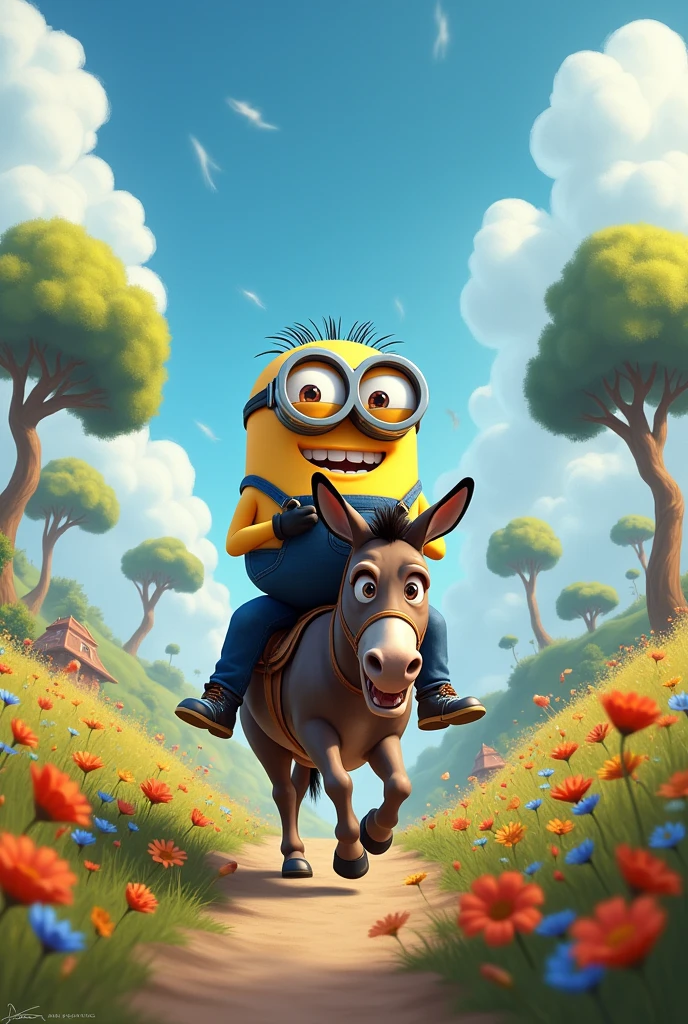 Minion riding a donkey