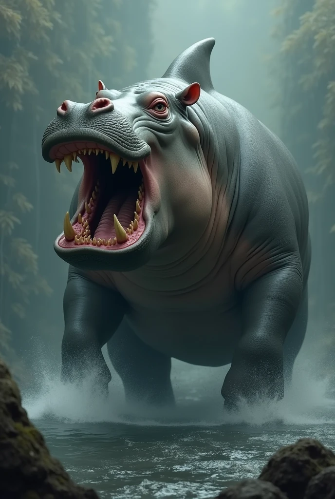 Mix hippopotamus and Shark to make a new breed animal