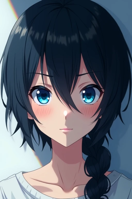 One person,Black Hair, blue eyes, Open your mouth a little, anime, 