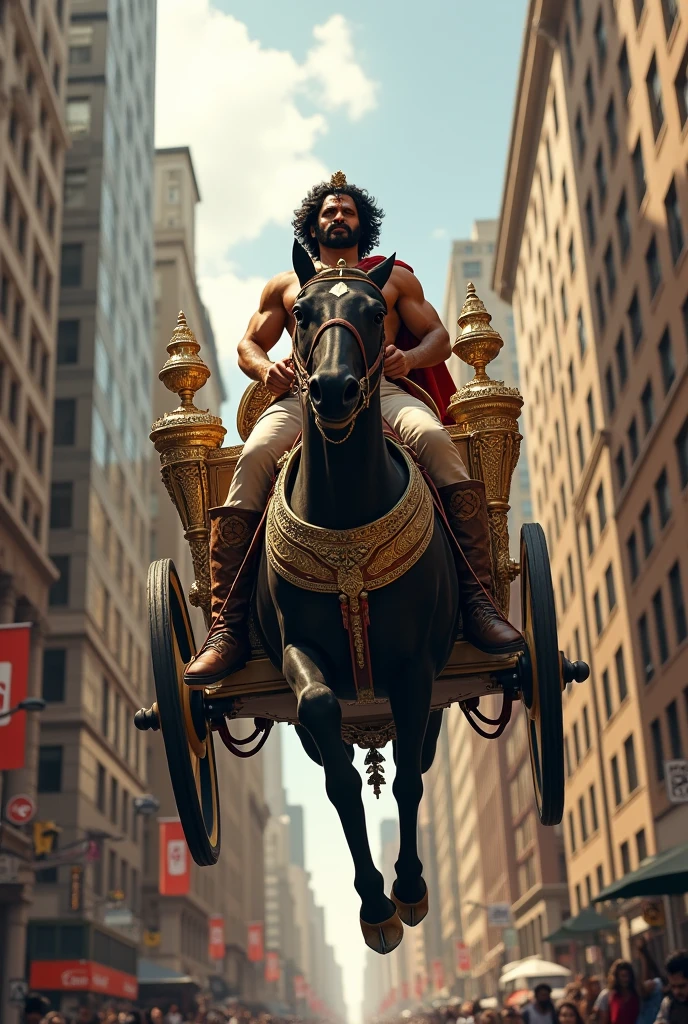 Baahubali is riding a chariot in New York City