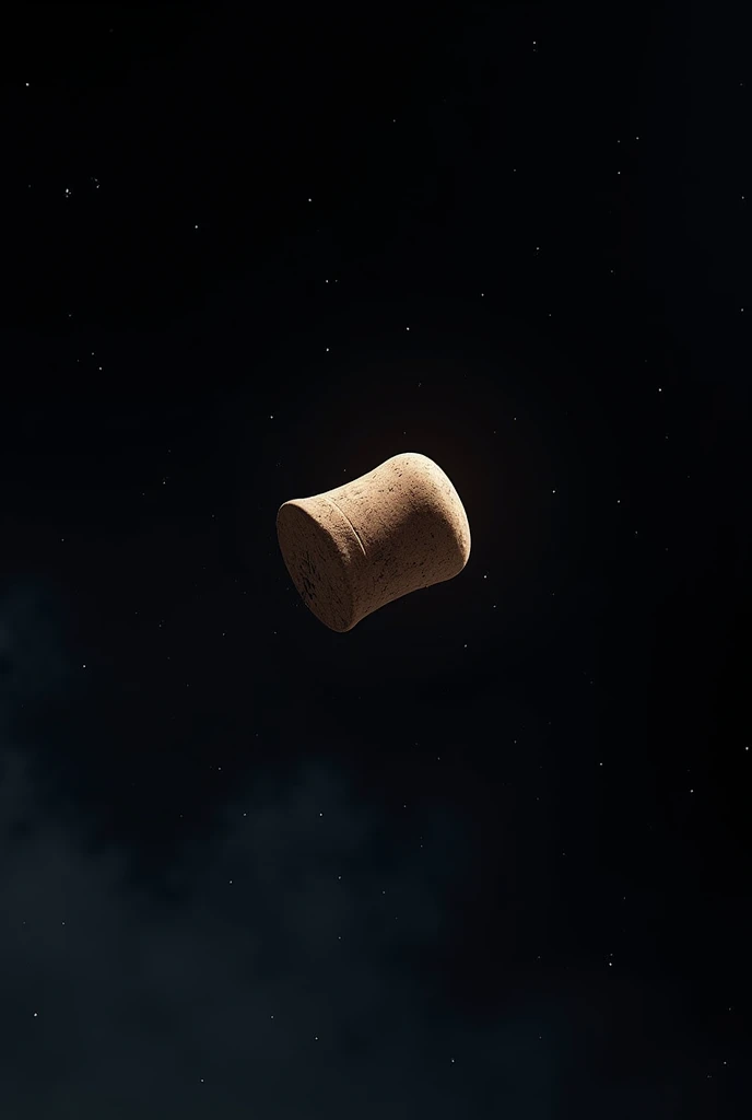 A cork stopper floating in space