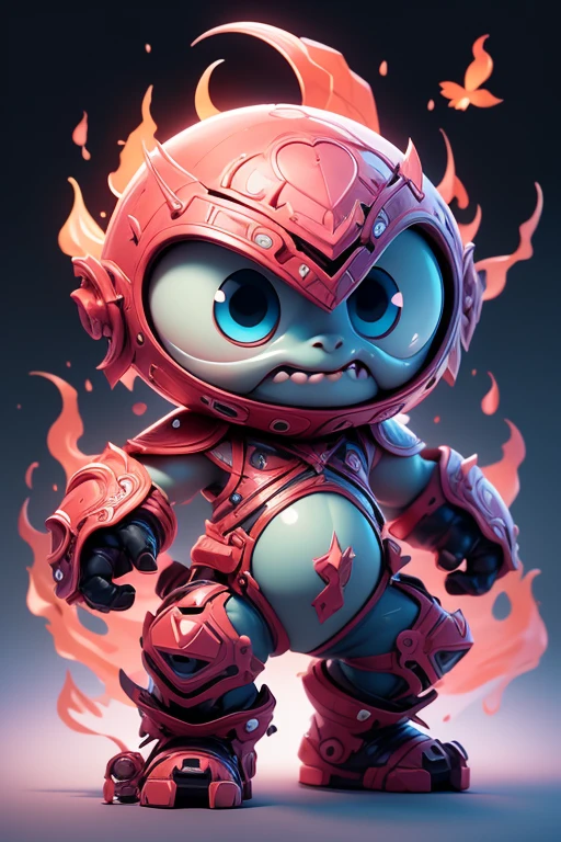 Create a monster image, a small, big-headed, baby monster.. The body is transparent and can be seen through. The image is sharp and detailed., with beautiful colors.. With arms, leg, eyes, mouth, พื้นหลังสีlegว