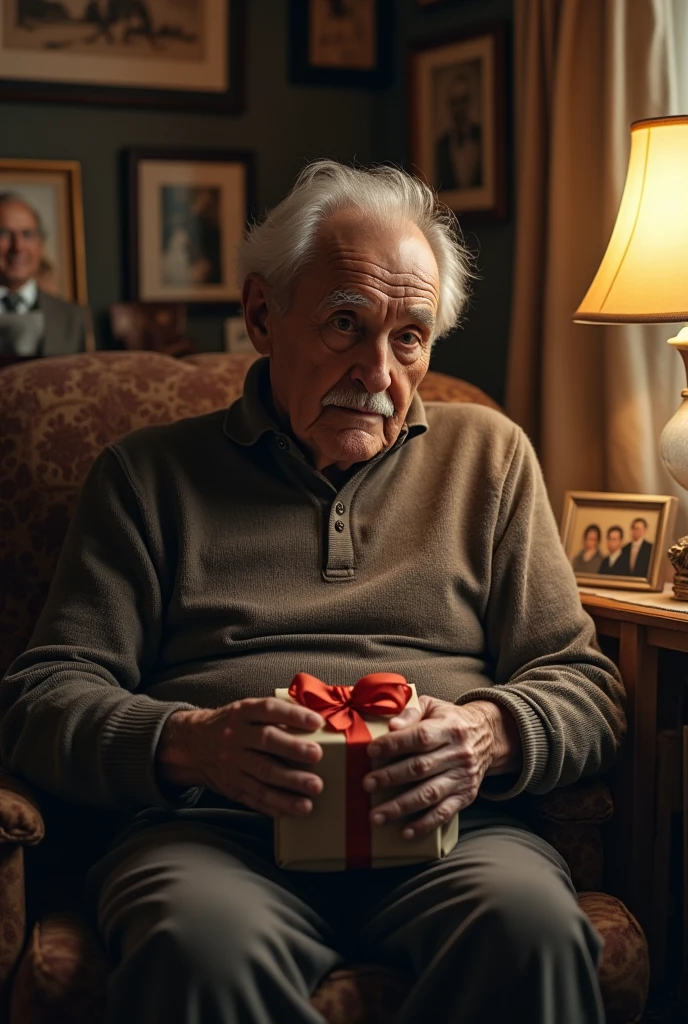 An 80-year-old man is giving birthday gifts to his father even after his death