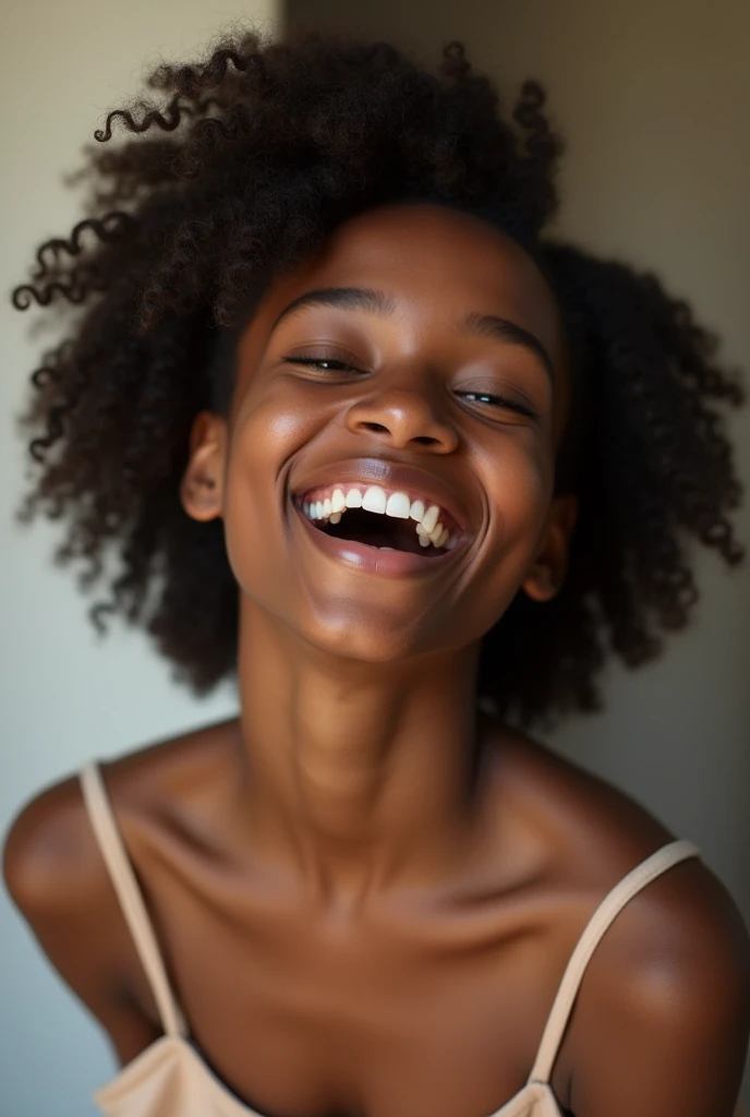 A very beautiful African American teenager. giggling