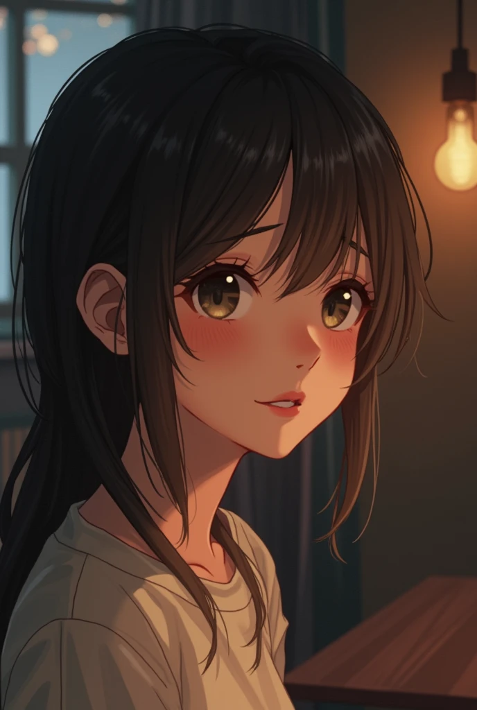 A girl who is secretly in love with her friend , Eyes shine、Admiring a girl who is in love with her friend