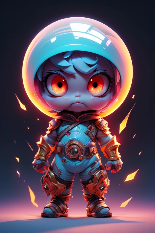 Create a monster image, a small, big-headed, baby monster.. The body is transparent and can be seen through. The image is sharp and detailed., with beautiful colors.. With arms, leg, eyes, mouth, พื้นหลังสีlegว
