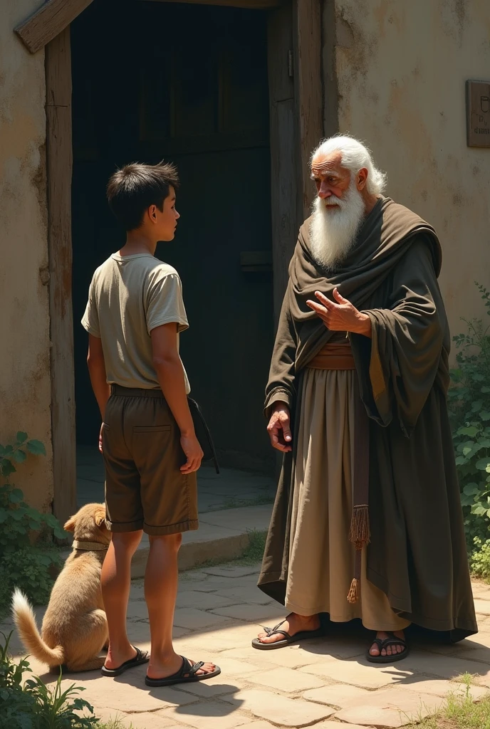 One day, a young man went to the old man with his companion."