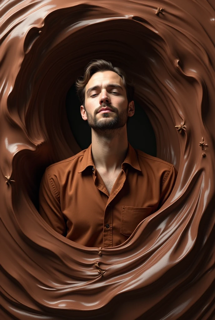 A man with chocolate 
