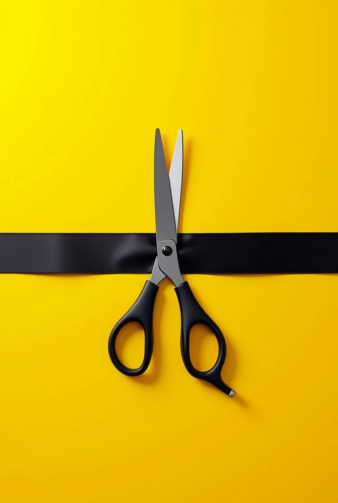 profile pic. yellow backdrop, scissors cutting a black ribbon, written in white Cortes LTDA
